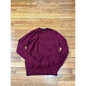 Uniqlo Men's Wool Sweater Burgundy Red Crewneck Thin Knit Size Small